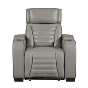 8344GRY-1PWHM Power Reclining Chair with Power Headrest, Cup holder, Storage Arms(Top and Side), Air Massage, Heat, LED Lighting and Charging Ports - 8344GRY-1PWHM