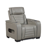 8344GRY-1PWHM Power Reclining Chair with Power Headrest, Cup holder, Storage Arms(Top and Side), Air Massage, Heat, LED Lighting and Charging Ports - 8344GRY-1PWHM