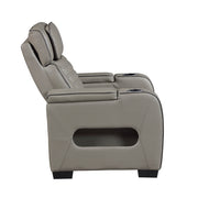 8344GRY-1PWHM Power Reclining Chair with Power Headrest, Cup holder, Storage Arms(Top and Side), Air Massage, Heat, LED Lighting and Charging Ports - 8344GRY-1PWHM