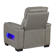 8344GRY-1PWHM Power Reclining Chair with Power Headrest, Cup holder, Storage Arms(Top and Side), Air Massage, Heat, LED Lighting and Charging Ports - 8344GRY-1PWHM