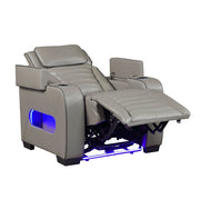 8344GRY-1PWHM Power Reclining Chair with Power Headrest, Cup holder, Storage Arms(Top and Side), Air Massage, Heat, LED Lighting and Charging Ports - 8344GRY-1PWHM