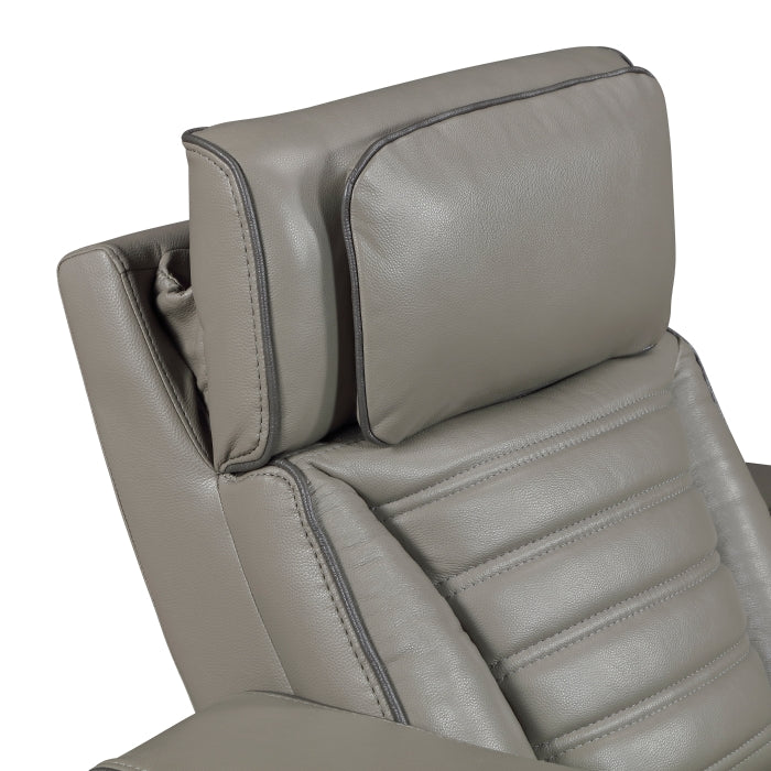 8344GRY-1PWHM Power Reclining Chair with Power Headrest, Cup holder, Storage Arms(Top and Side), Air Massage, Heat, LED Lighting and Charging Ports - 8344GRY-1PWHM