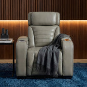 8344GRY-1PWHM Power Reclining Chair with Power Headrest, Cup holder, Storage Arms(Top and Side), Air Massage, Heat, LED Lighting and Charging Ports - 8344GRY-1PWHM