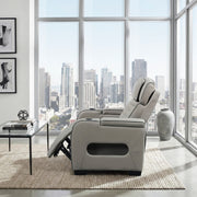 8344GRY-1PWHM Power Reclining Chair with Power Headrest, Cup holder, Storage Arms(Top and Side), Air Massage, Heat, LED Lighting and Charging Ports - 8344GRY-1PWHM