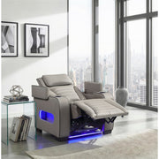 8344GRY-1PWHM Power Reclining Chair with Power Headrest, Cup holder, Storage Arms(Top and Side), Air Massage, Heat, LED Lighting and Charging Ports - 8344GRY-1PWHM