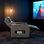 8344GRY-1PWHM Power Reclining Chair with Power Headrest, Cup holder, Storage Arms(Top and Side), Air Massage, Heat, LED Lighting and Charging Ports - 8344GRY-1PWHM