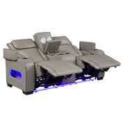 8344GRY-2PWHM Power Double Reclining Love Seat with Center Console, Power Headrests, Storage Arms(Top and Side) ,Cup Holders, Wireless Speakers with Sub-Woofer, Air Massage, Heat, LED Lighting and Charging Ports - 8344GRY-2PWHM