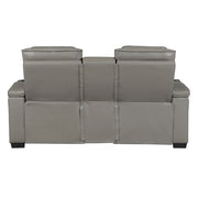 8344GRY-2PWHM Power Double Reclining Love Seat with Center Console, Power Headrests, Storage Arms(Top and Side) ,Cup Holders, Wireless Speakers with Sub-Woofer, Air Massage, Heat, LED Lighting and Charging Ports - 8344GRY-2PWHM
