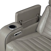 8344GRY-3PWHM Power Double Reclining Sofa with Center Drop-Down Cup Holders, Power Headrests,  Storage Arms(Top and Side) ,Cup holders, Reading Lights, Wireless Charger, Air Massage, Heat,  LED Lighting and Charging Ports - 8344GRY-3PWHM