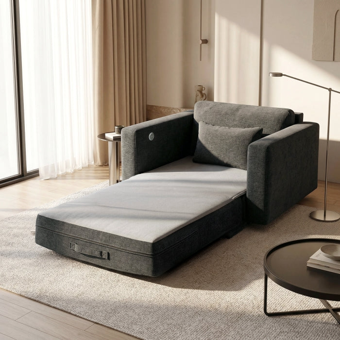 8345DGY-1 Convertible Sleeper Chair with Charging Ports - 8345DGY-1