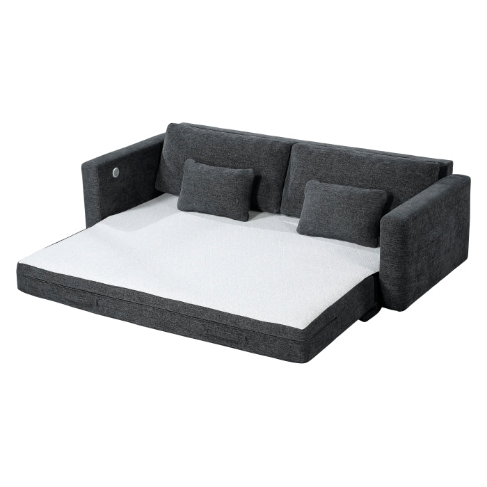 8345DGY-3 Convertible Queen Sleeper Sofa with Charging Ports - 8345DGY-3