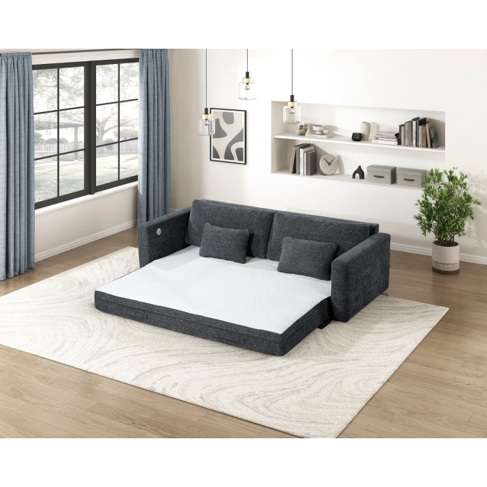 8345DGY-3 Convertible Queen Sleeper Sofa with Charging Ports - 8345DGY-3