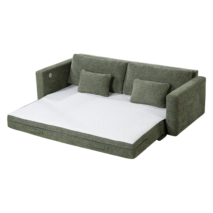 8345GRN-3 Convertible Queen Sleeper Sofa with Charging Ports - 8345GRN-3