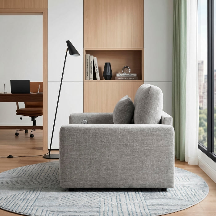 8345GRY-1 Convertible Sleeper Chair with Charging Ports - 8345GRY-1