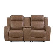 8347BRW-2 Double Reclining Love Seat with Center Console - 8347BRW-2