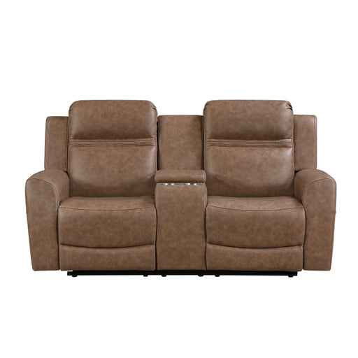 8347BRW-2 Double Reclining Love Seat with Center Console - 8347BRW-2