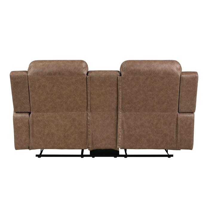 8347BRW-2 Double Reclining Love Seat with Center Console - 8347BRW-2