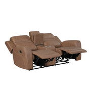 8347BRW-2 Double Reclining Love Seat with Center Console - 8347BRW-2