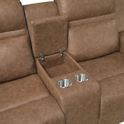 8347BRW-2 Double Reclining Love Seat with Center Console - 8347BRW-2