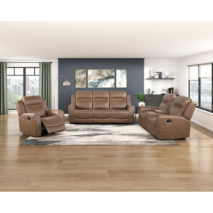 8347BRW-2 Double Reclining Love Seat with Center Console - 8347BRW-2
