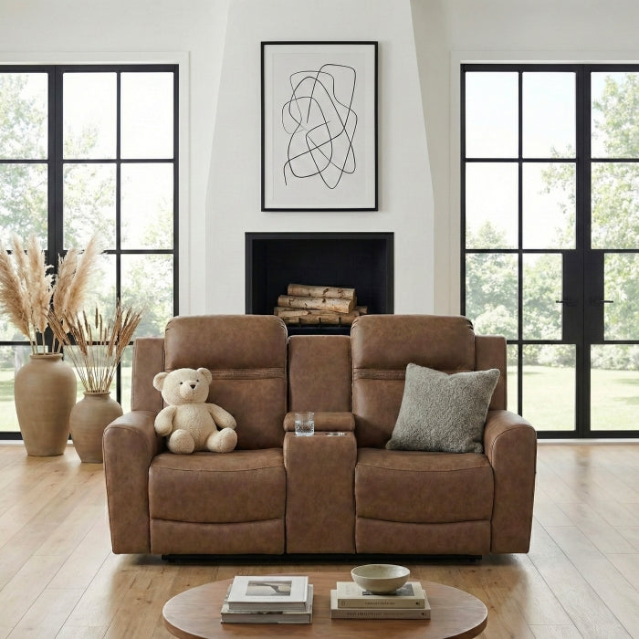 8347BRW-2 Double Reclining Love Seat with Center Console - 8347BRW-2