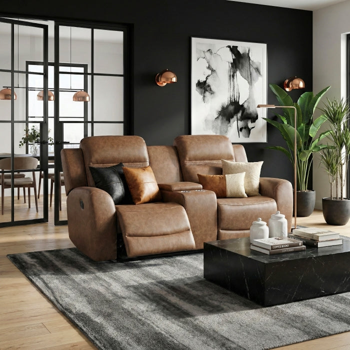 8347BRW-2 Double Reclining Love Seat with Center Console - 8347BRW-2