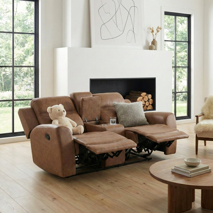 8347BRW-2 Double Reclining Love Seat with Center Console - 8347BRW-2