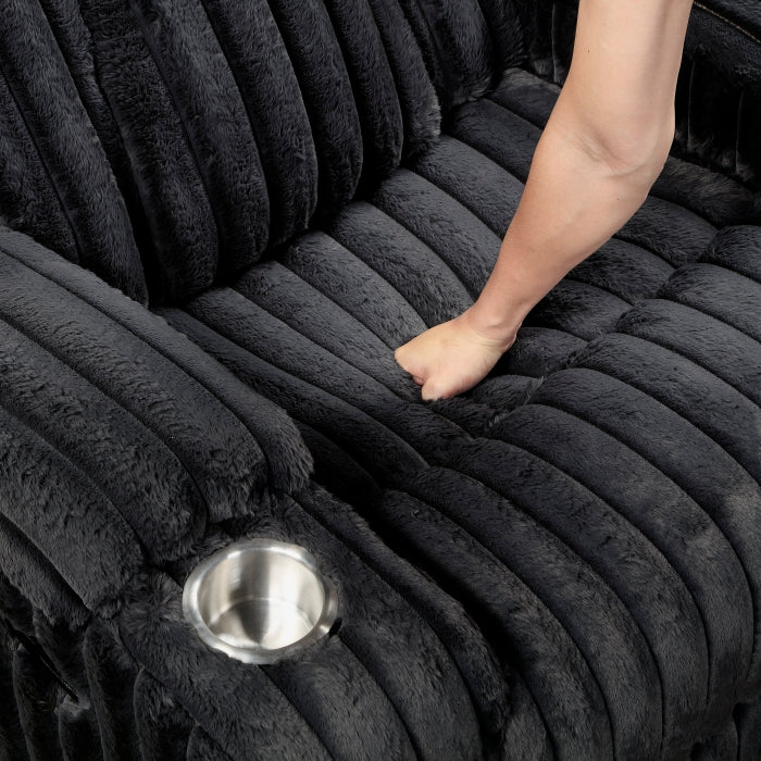 8348BLK-1 Reclining Chair with Cup Holders - 8348BLK-1