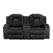 8348BLK-2 Double Reclining Love Seat with Center Console and Cup Holders - 8348BLK-2