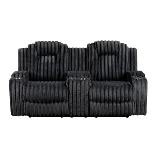 8348BLK-2 Double Reclining Love Seat with Center Console and Cup Holders - 8348BLK-2