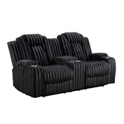8348BLK-2 Double Reclining Love Seat with Center Console and Cup Holders - 8348BLK-2