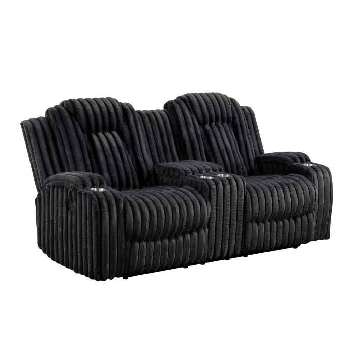 8348BLK-2 Double Reclining Love Seat with Center Console and Cup Holders - 8348BLK-2