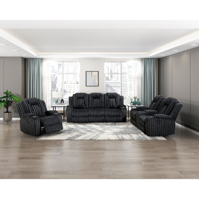 8348BLK-2 Double Reclining Love Seat with Center Console and Cup Holders - 8348BLK-2