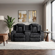 8348BLK-2 Double Reclining Love Seat with Center Console and Cup Holders - 8348BLK-2