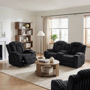 8348BLK-2 Double Reclining Love Seat with Center Console and Cup Holders - 8348BLK-2
