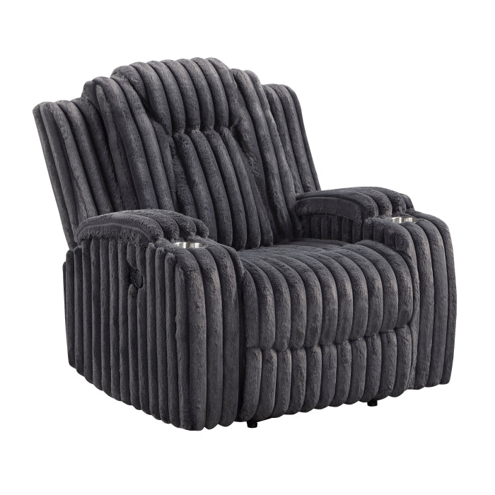 8348DGY-1 Reclining Chair with Cup Holders - 8348DGY-1