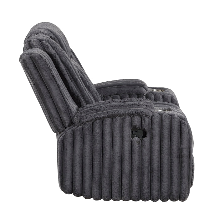 8348DGY-1 Reclining Chair with Cup Holders - 8348DGY-1