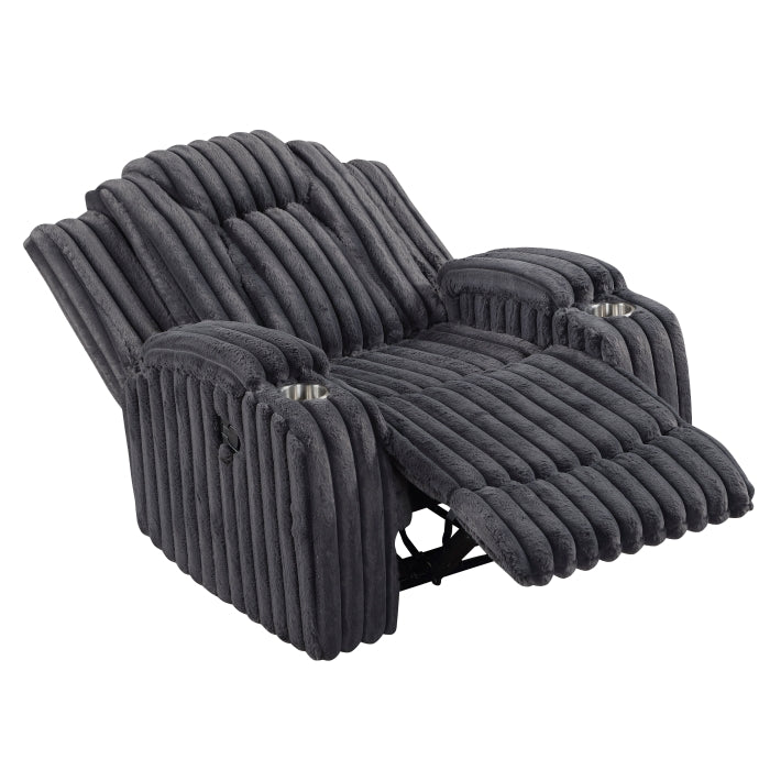 8348DGY-1 Reclining Chair with Cup Holders - 8348DGY-1