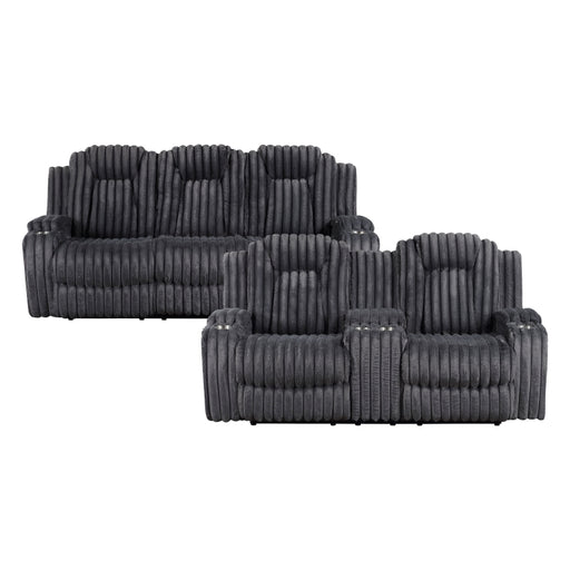 8348DGY*2 2pc Set: Sofa, Love - 8348DGY*2