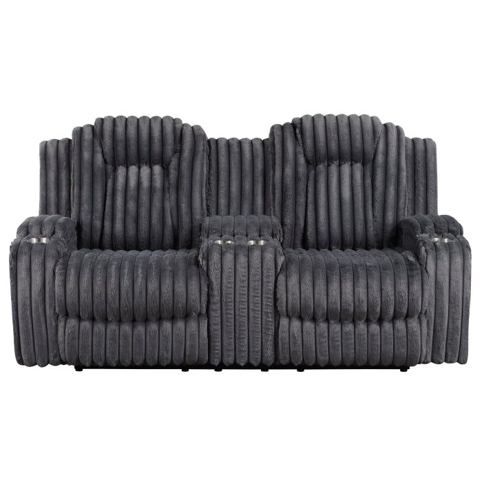 8348DGY-2 Double Reclining Love Seat with Center Console and Cup Holders - 8348DGY-2