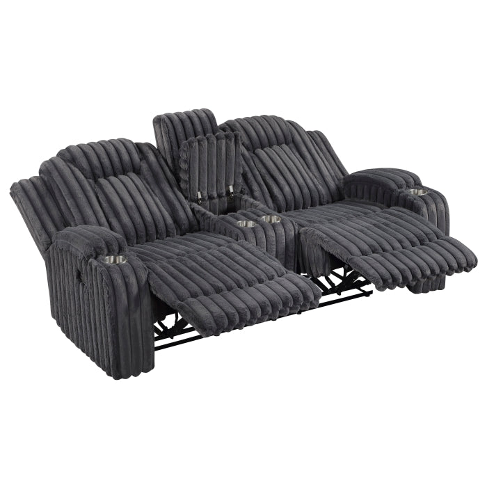 8348DGY-2 Double Reclining Love Seat with Center Console and Cup Holders - 8348DGY-2