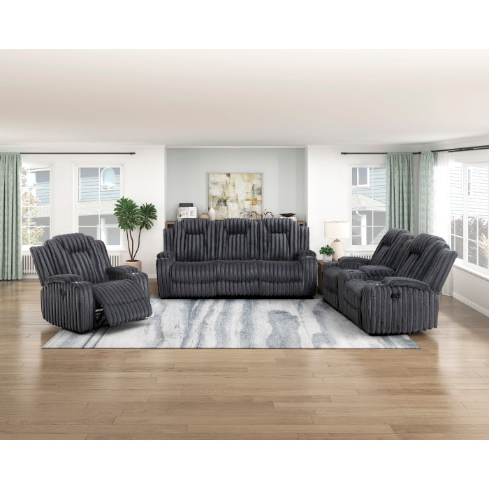 8348DGY-2 Double Reclining Love Seat with Center Console and Cup Holders - 8348DGY-2