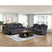 8348DGY-3 Double Reclining Sofa with Cup Holders - 8348DGY-3