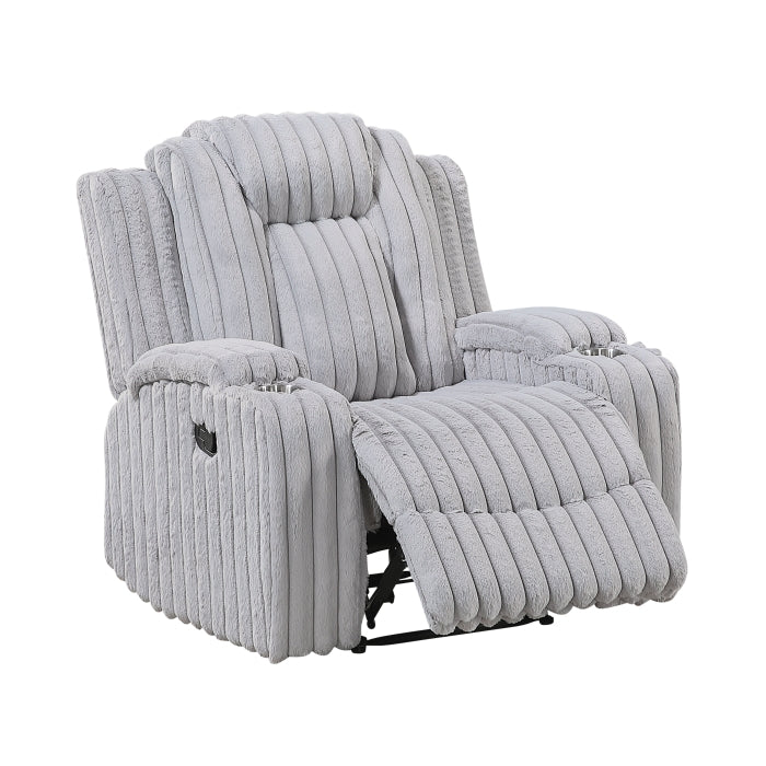8348GRY-1 Reclining Chair with Cup Holders - 8348GRY-1