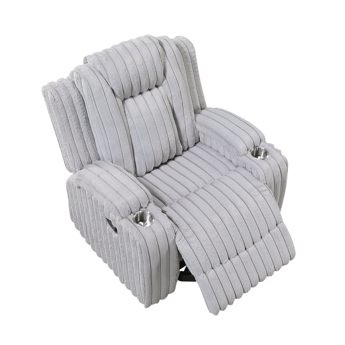 8348GRY-1 Reclining Chair with Cup Holders - 8348GRY-1