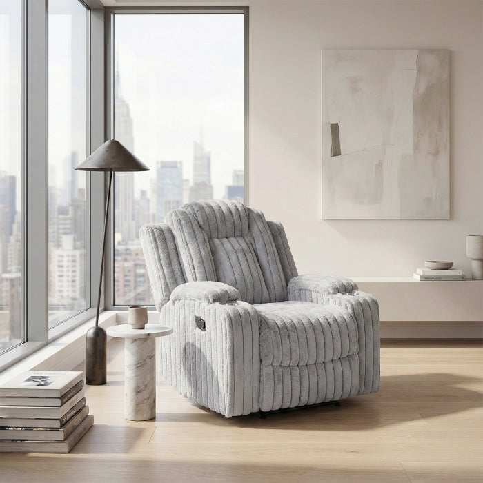 8348GRY-1 Reclining Chair with Cup Holders - 8348GRY-1