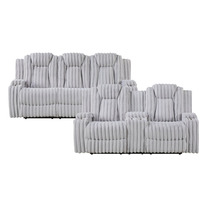 8348GRY*2 2pc Set: Sofa, Love - 8348GRY*2