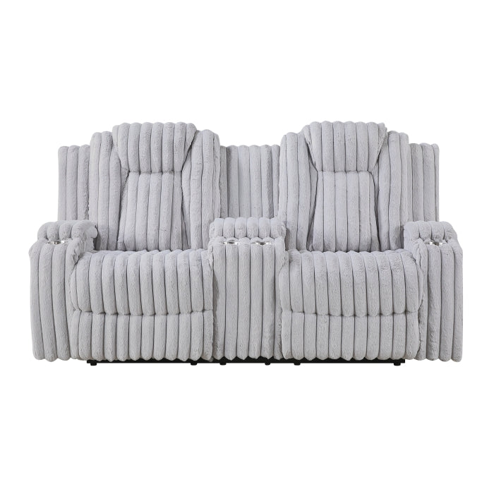 8348GRY-2 Double Reclining Love Seat with Center Console and Cup Holders - 8348GRY-2