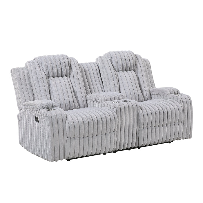 8348GRY-2 Double Reclining Love Seat with Center Console and Cup Holders - 8348GRY-2