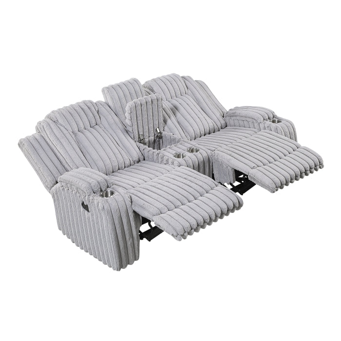 8348GRY-2 Double Reclining Love Seat with Center Console and Cup Holders - 8348GRY-2